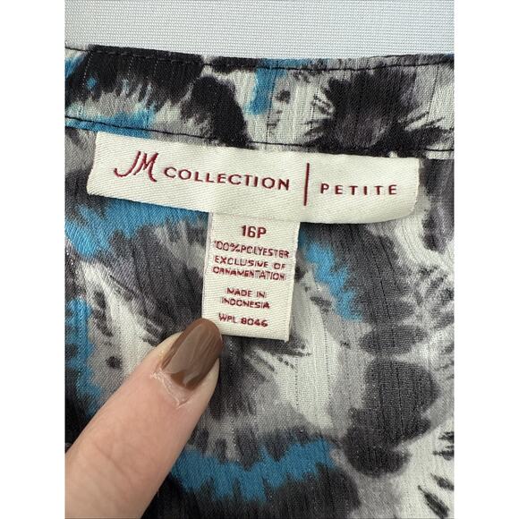 JM Collection Women’s Petite 16 Whimsigoth Sheer Colorful Metallic Blouse Boho - Picture 7 of 12